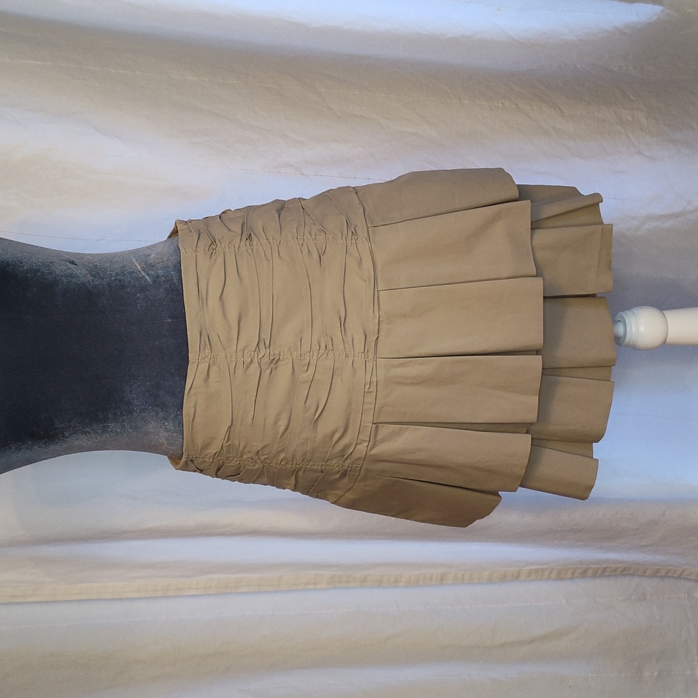 EUC Odille by Anthropologie Khaki Double Box Pleat Skirt Size 2
